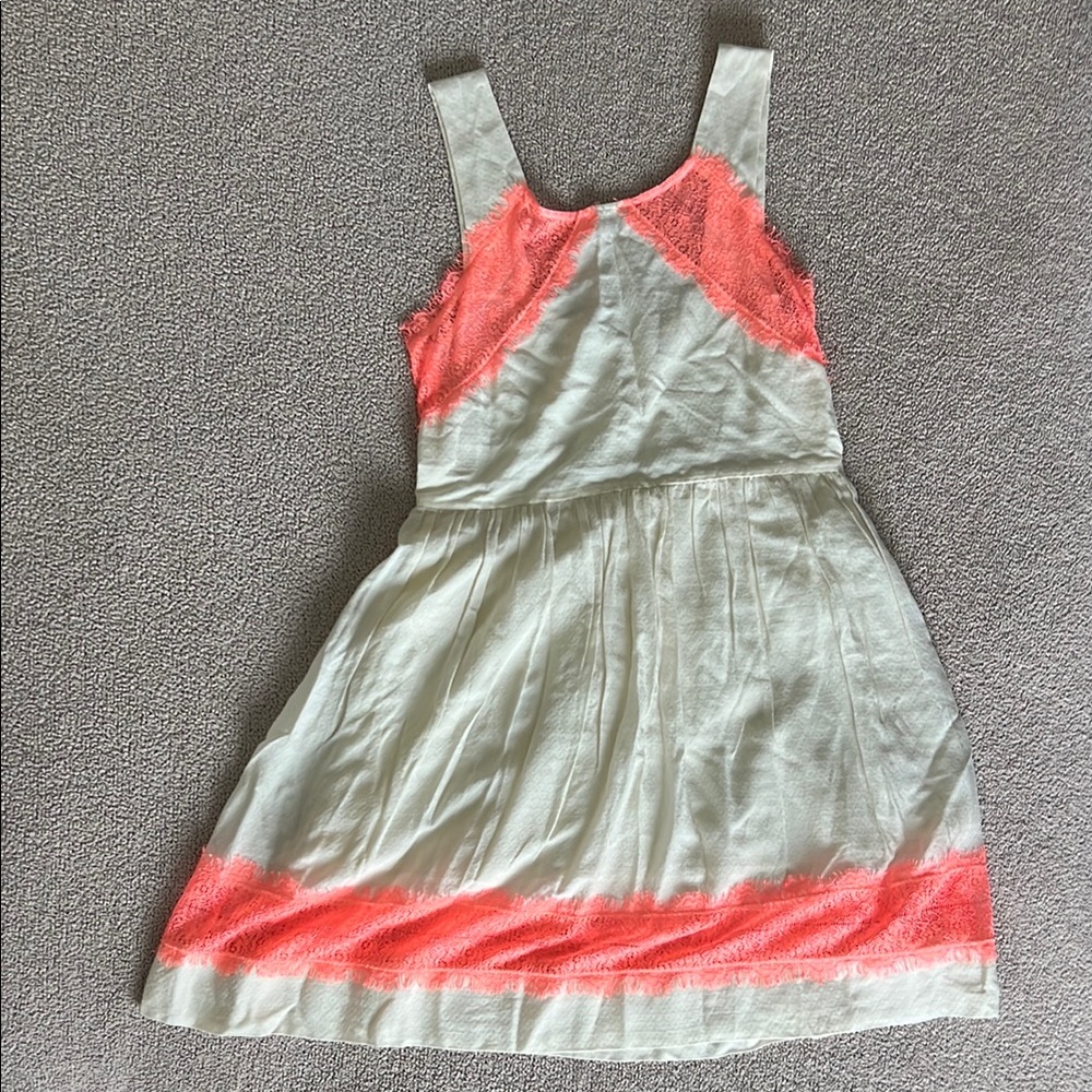 Free People Cream Dreamy Dress with Coral Lace Accents - Size 6